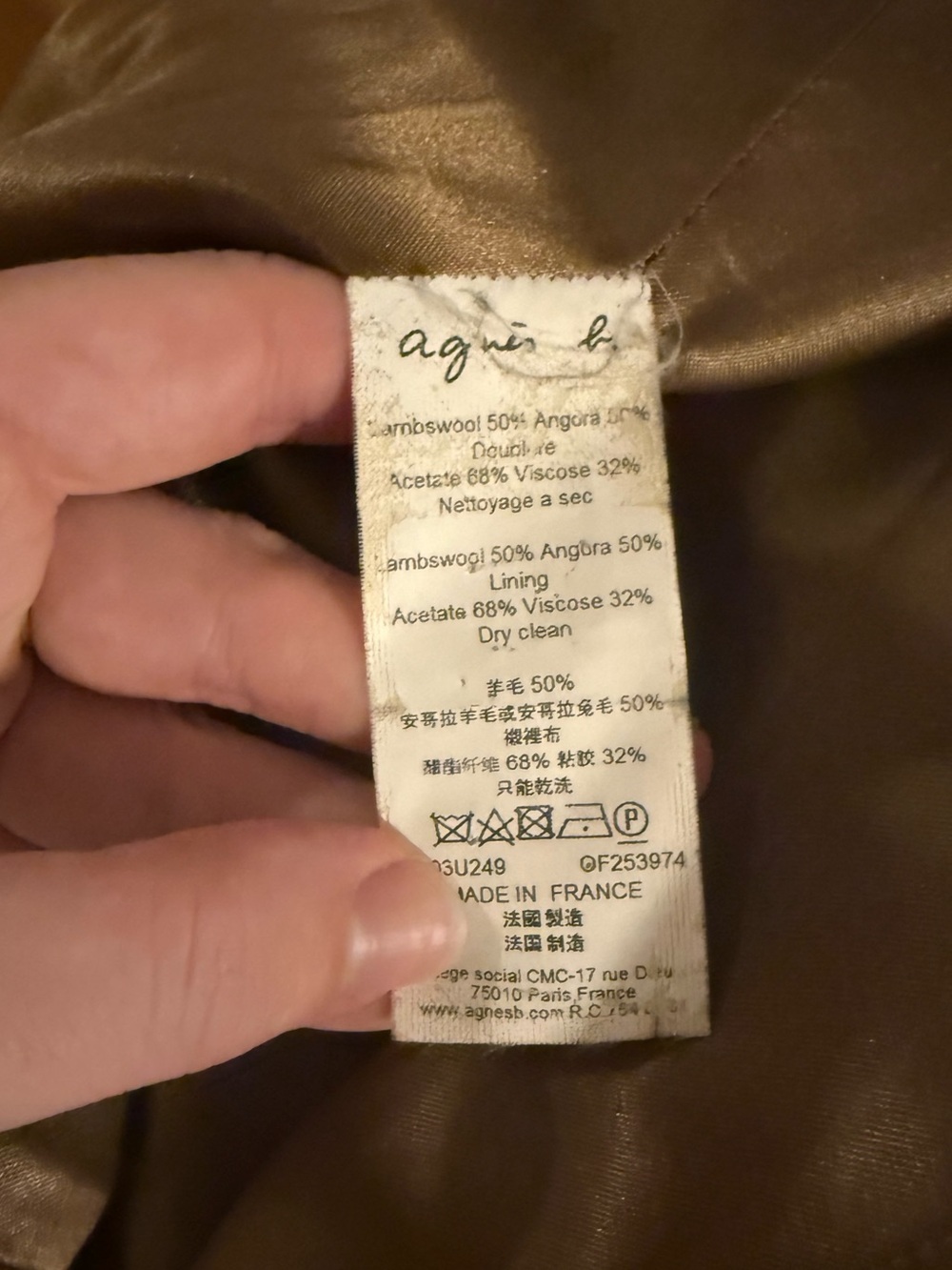 agnès b. Camel Lambswool Angora Coat Size 38 / US 6 Made in France - Picture 5 of 5
